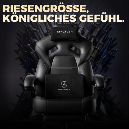 GTPLAYER Gaming Chair with Footrest, Gamer Armchair Height-Adjustable, 200 kg Load Capacity, Adjustable Armrests, Lumbar...