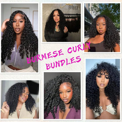 Burmese Curly Human Hair Bundles Human Hair Quality Deep Wave Raw Hair Weave Bundles Double Drawn Vietnamese Hair Extension