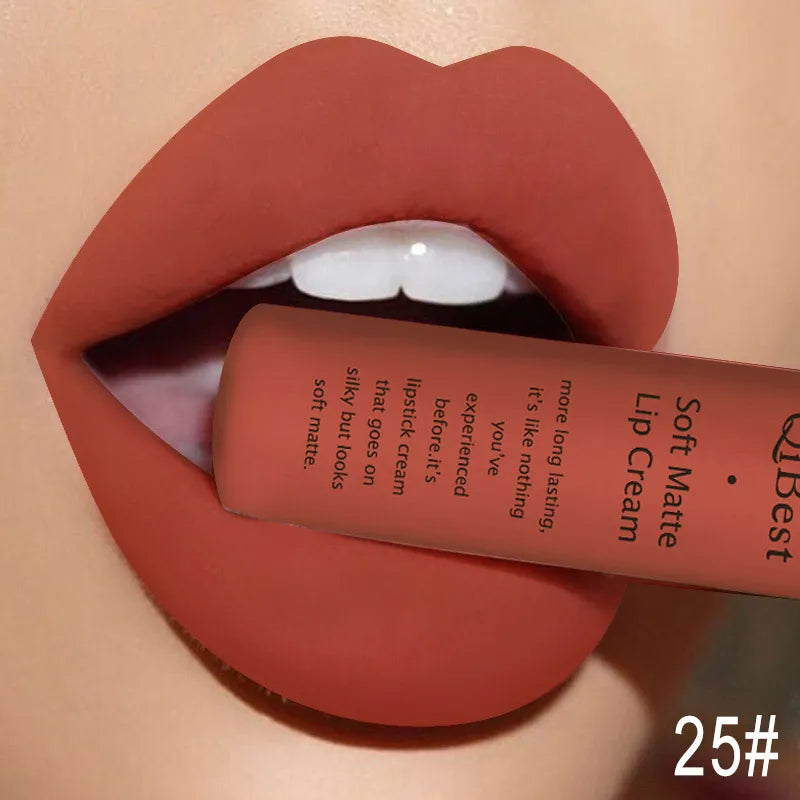 QIBEST Brand 34 Colors Liquid Lipstick Waterproof Matte Nude Lipstick Pigment Red Long Lasting Lip Gloss Women Makeup...