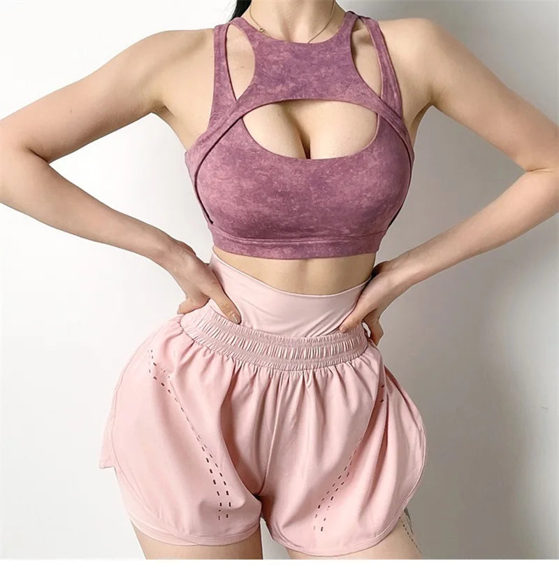 Cloud Hide HOT GIRL Running Sports Bra Fitness Yoga Crop Tank Top Underwear Sexy Women Vest Shockproof Shirt Jogging Sportswear - Kimlud