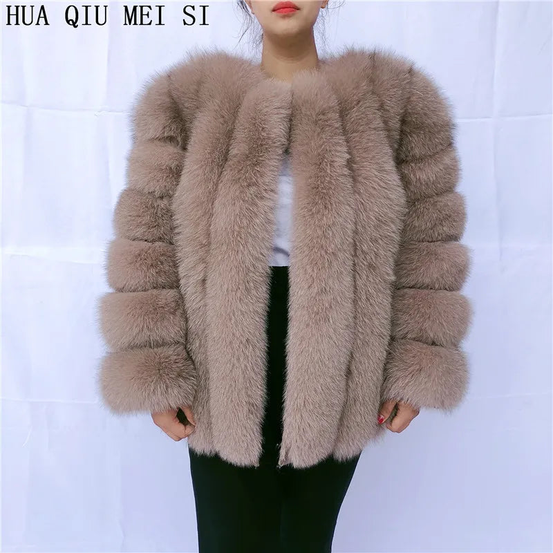 Women's clothing fur coat  red fox coat vertical stripe silver fox red fox fur coat  fox fur coat women's natural fur coat coat