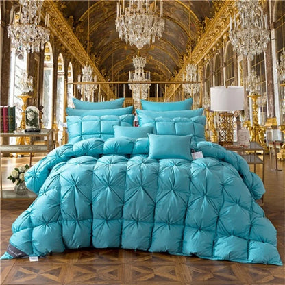 3D luxury 100% Goose Down Duvet Quilted Quilt King Queen Full size Comforter Winter Thick Blanket Solid Color - Kimlud