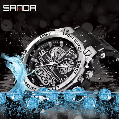 SANDA 6024 2025 Top Brand Men's Digital Watches 5ATM Waterproof Sport Wristwatch Quartz Watch for Men Clock Relogio Masculino - Kimlud