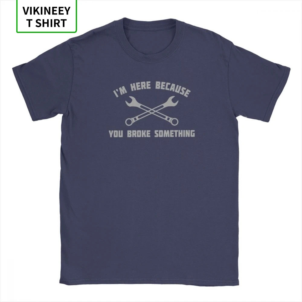 Men Mechanic T Shirts Car Fix Engineer 100% Cotton Clothing Novelty Short Sleeve Round Collar Tees Printed T-Shirt