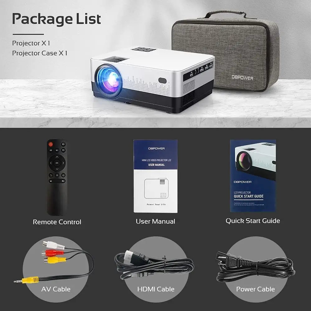 DBPOWER WiFi Projector with Carry Case 8500L Full HD 1080p Video Supports IOS/Android Sync Screen 5000 Lumens Updated...