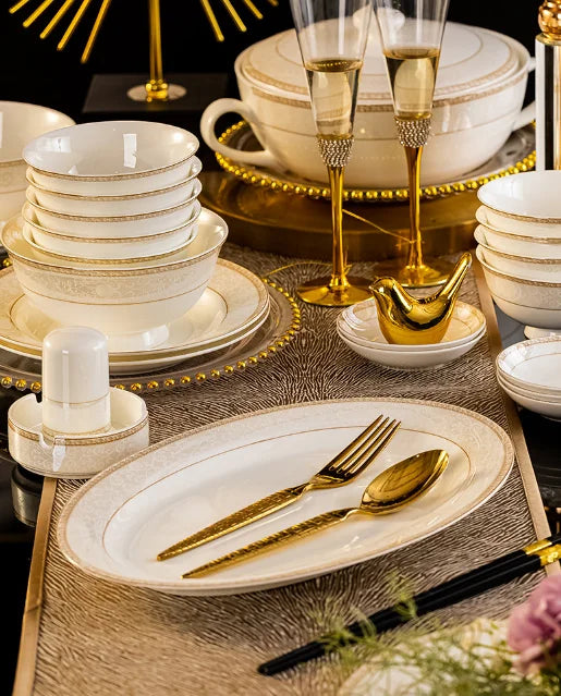 Christmas CeramicTableware 60Piece Set Equipped With Turkey Pot Fashion Xiaozi Series Ten Dining Simple Bone China...