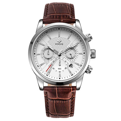 2024 New WWOOR Design Men Watches Top Brand Luxury Waterproof Leather Quartz Wristwatch Sports Chronograph Relogio Masculino+Box