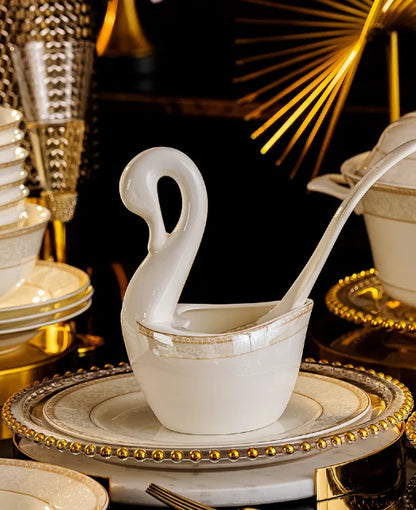 Christmas CeramicTableware 60Piece Set Equipped With Turkey Pot Fashion Xiaozi Series Ten Dining Simple Bone China...