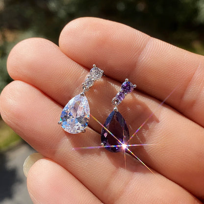 Huitan Gorgeous AAA Cubic Zirconia Water Drop Charm Women Drop Earring Wedding Band Jewelry White/Purple High Quality...