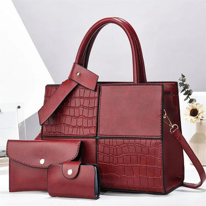 2025 Women's Handbags Designer Bags Capacity with Zip Casual Style Three Piece Pu Leather Handbag
