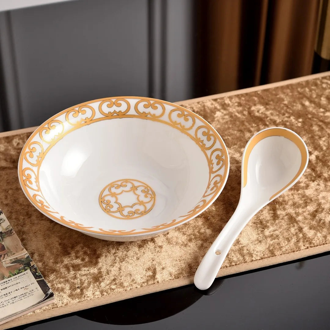 European Color Bone China Dinnerware Sets Family Tableware-Western Food Plate Bowl Coffee Set Classic Hot Sale Classic...