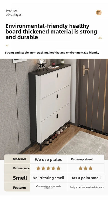 Ultra-Thin Entryway Shoe Cabinet with Large Capacity Flip-Type Storage Luxury Home Furniture | Kimlud Luxury Cabinet
