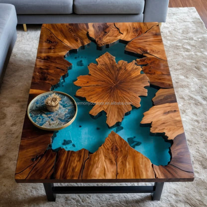 Factory Directly Luxury Home Furniture Solid Walnut Wood Restaurant Dining Coffee River Epoxy Resin Slab Kitchen Table |...