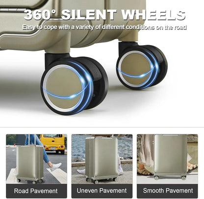 20-inch Front-Opening Grey PC Carry-On Suitcase with TSA Lock Lightweight Durable Luggage for Business Travel & Personal...