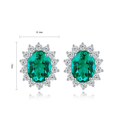 MUSHAN Jewelry Factory Classic Lab Grown Emerald Stud Earrings Simple and Everyday 2.2 Carat 925 Silver Earrings...