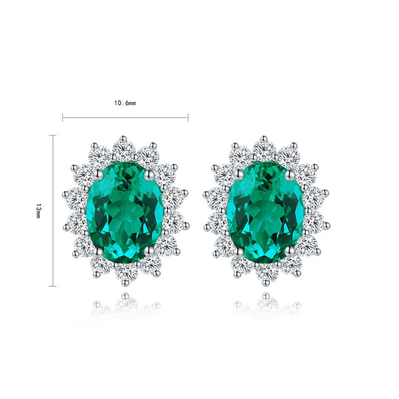MUSHAN Jewelry Factory Classic Lab Grown Emerald Stud Earrings Simple and Everyday 2.2 Carat 925 Silver Earrings...