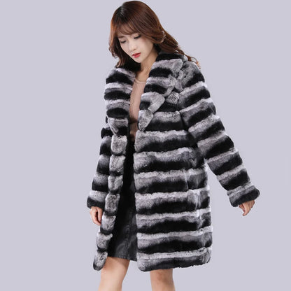 Elegant plush coat keeps warm fur