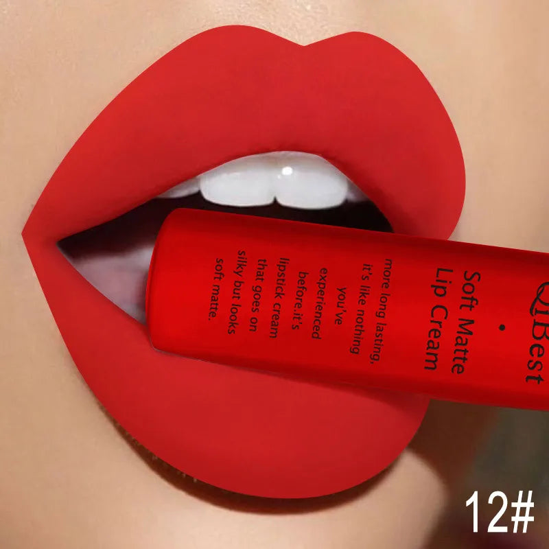 QIBEST Brand 34 Colors Liquid Lipstick Waterproof Matte Nude Lipstick Pigment Red Long Lasting Lip Gloss Women Makeup...