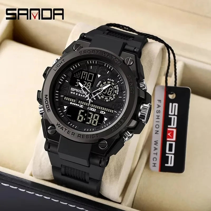 SANDA 6024 2025 Top Brand Men's Digital Watches 5ATM Waterproof Sport Wristwatch Quartz Watch for Men Clock Relogio Masculino - Kimlud