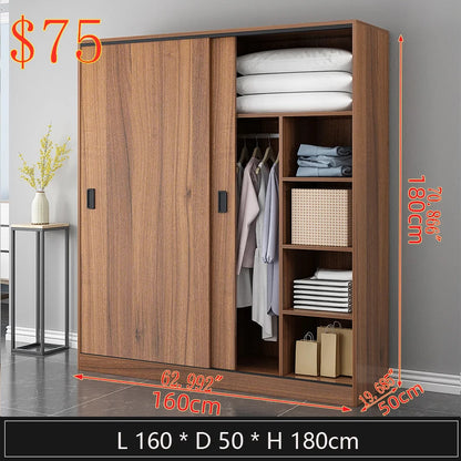 Modern Minimalist Bedroom Furniture Wooden Wardrobe Clothing Closet Cabinet Combination Closet Cupboard Bureau Armoire...