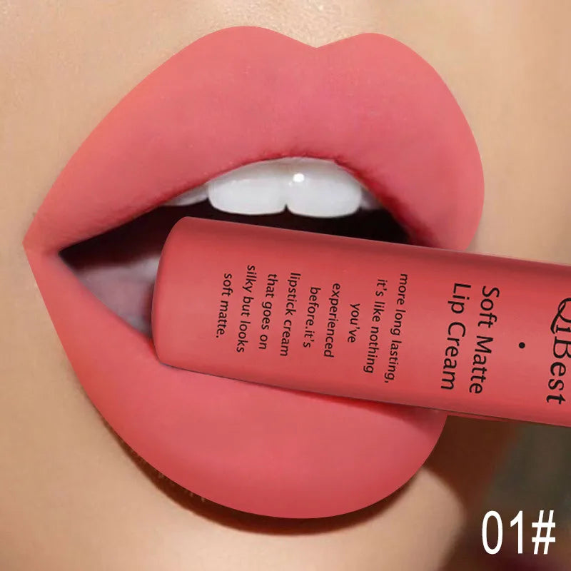 QIBEST Brand 34 Colors Liquid Lipstick Waterproof Matte Nude Lipstick Pigment Red Long Lasting Lip Gloss Women Makeup...