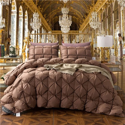 3D luxury 100% Goose Down Duvet Quilted Quilt King Queen Full size Comforter Winter Thick Blanket Solid Color - Kimlud