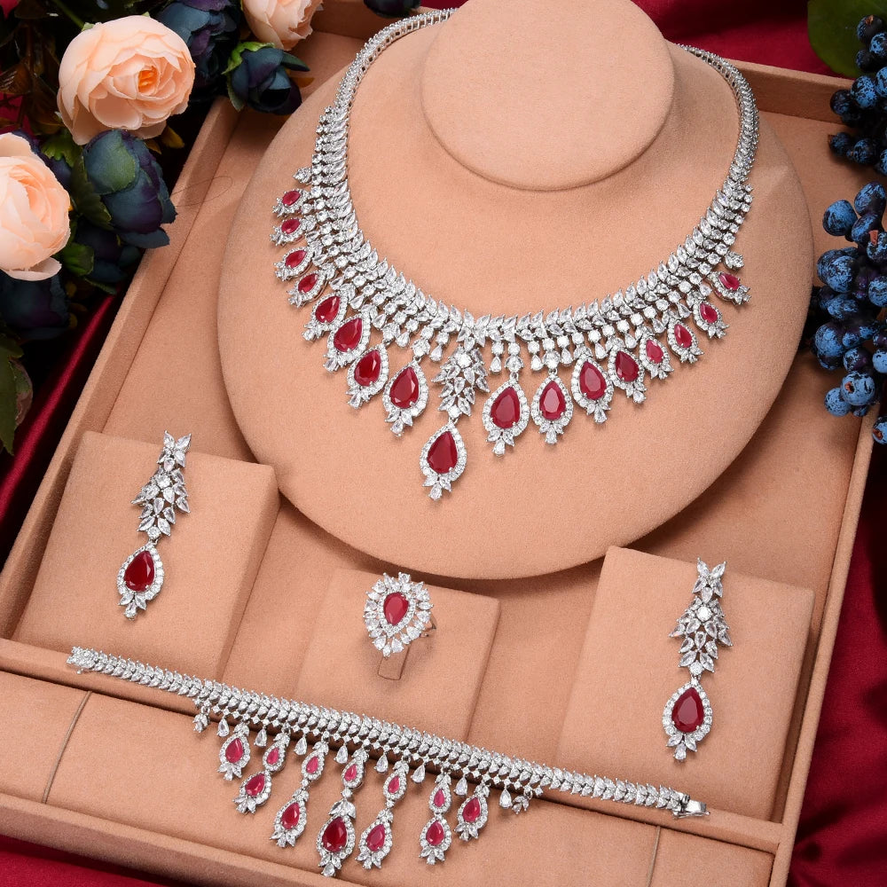GODKI Famous Brand Green CZ Luxury African Jewelry Sets For Women Wedding Party Zircon Crystal Dubai Bridal Jewelry Set Gift