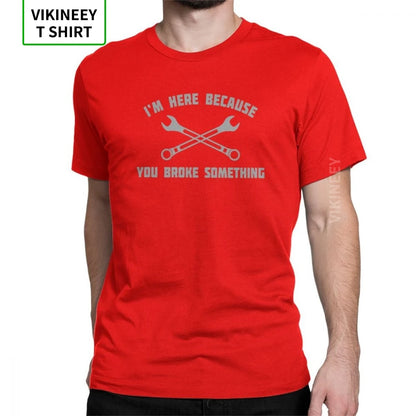 Men Mechanic T Shirts Car Fix Engineer 100% Cotton Clothing Novelty Short Sleeve Round Collar Tees Printed T-Shirt