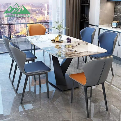 Wayon Modern Sintered Stone Dining Table with X-Shaped Metal Legs Luxury Small Apartment Furniture - Kimlud