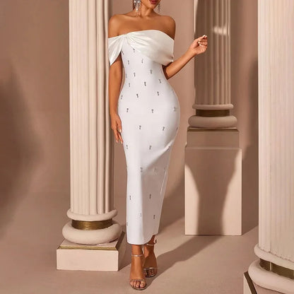Pure White French Style Strapless Collar Diamond Tube Top Floor-Length Bodycon Wedding Dress 2026 Spring New Women's |...