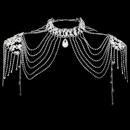 Luxury Crystal Beaded Wedding Bolero Women Bridal Rhinestone Necklace Handmade