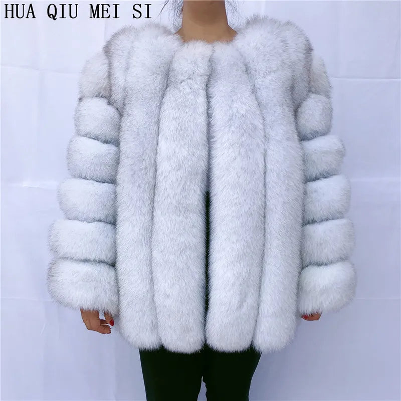 Women's clothing fur coat  red fox coat vertical stripe silver fox red fox fur coat  fox fur coat women's natural fur coat coat