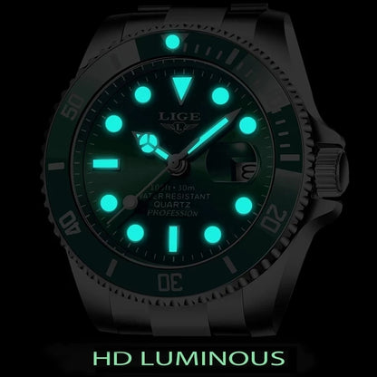 LIGE Top Brand Luxury Watches for Men Casual Sport Fashion Military Stainless Steel Wrist Auto Date Man Watch Clock Reloj Hombre
