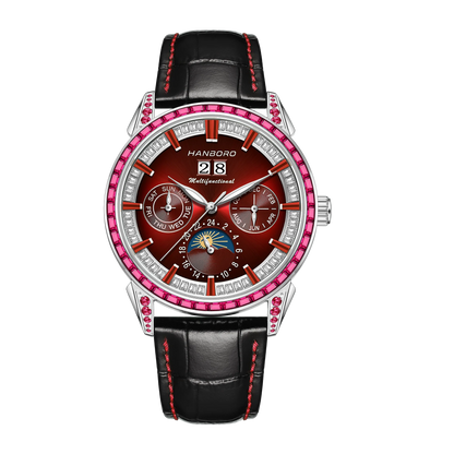 HANBORO Men's Luxury Automatic Mechanical Sports Watch Hollow Pointer Full Diamonds Calendar Luminous Stainless Steel...