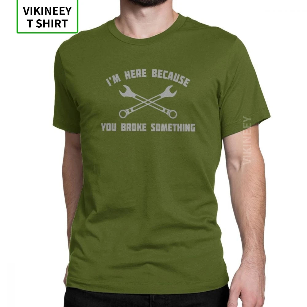 Men Mechanic T Shirts Car Fix Engineer 100% Cotton Clothing Novelty Short Sleeve Round Collar Tees Printed T-Shirt