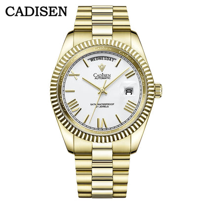 CADISEN Men's Mechanical Watches Luxury Meteorite Dial Automatic Watch For Men Week 100M Japan MIYOTA 8285 Movement Clock Man