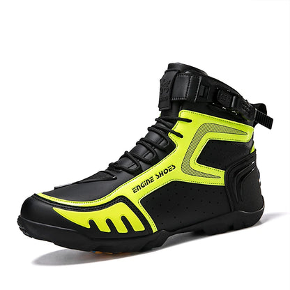 Motorcycle Shoes Footwear Boots Men's High Top Hasp Buckle Slip on Microfiber Leather Sport Athletic Sneakers Autumn Winter - Kimlud