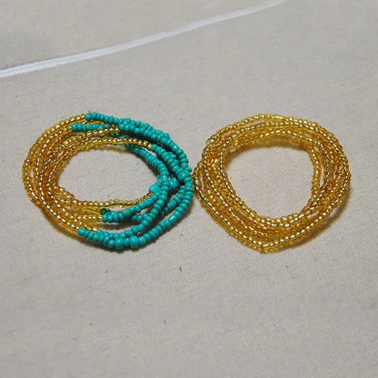 2 Pcs Sexy Summer Waist Bead Chains African Belly Beads Colorful Beach Bikini Body Belly Chain Elastic Jewelry for Women Girls - Kimlud