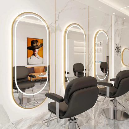 High Quality Luxury Barber Salon Mirror with LED Lighting Three Color Adjustable Barber Shop Commercial Furniture |...
