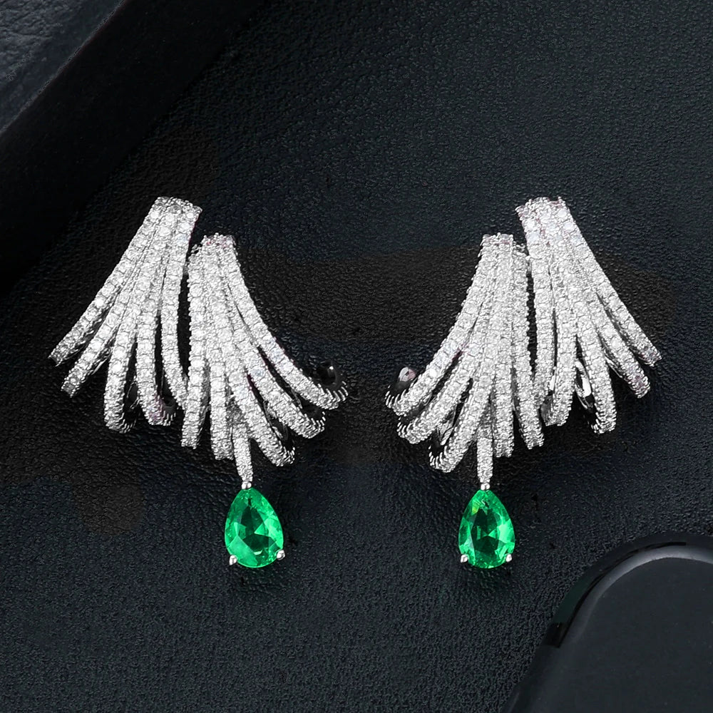 GODKI Luxury DOUBLE CLAWS STUD Earrings for Women Wedding Trendy Cubic Zircon Indian Party Jewelry GIFT