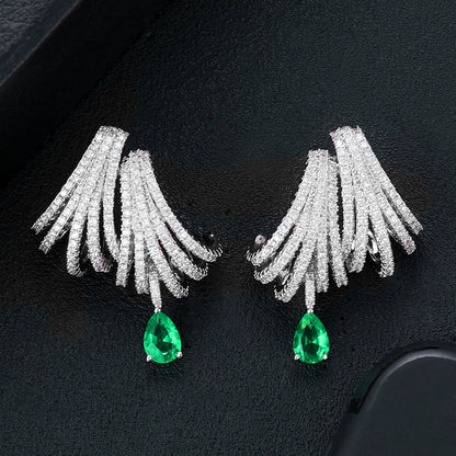 GODKI Luxury DOUBLE CLAWS STUD Earrings for Women Wedding Trendy Cubic Zircon Indian Party Jewelry GIFT
