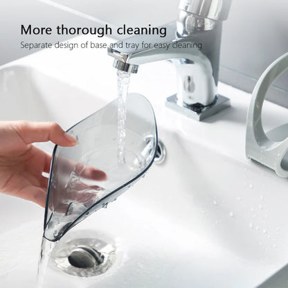 Suction Cup Soap Dish Box For Bathroom Shower Soap Holder with Drain Portable Leaf Shape Toilet Laundry Soap Rack Tray...