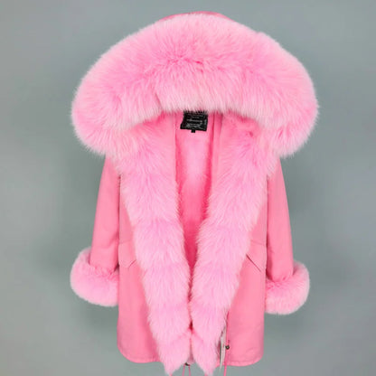2023 Super Hot  Winter Jacket Hooded Long Overcoat Parkas Female Clothes Removable Real Fox Fur Collar Coats Woman