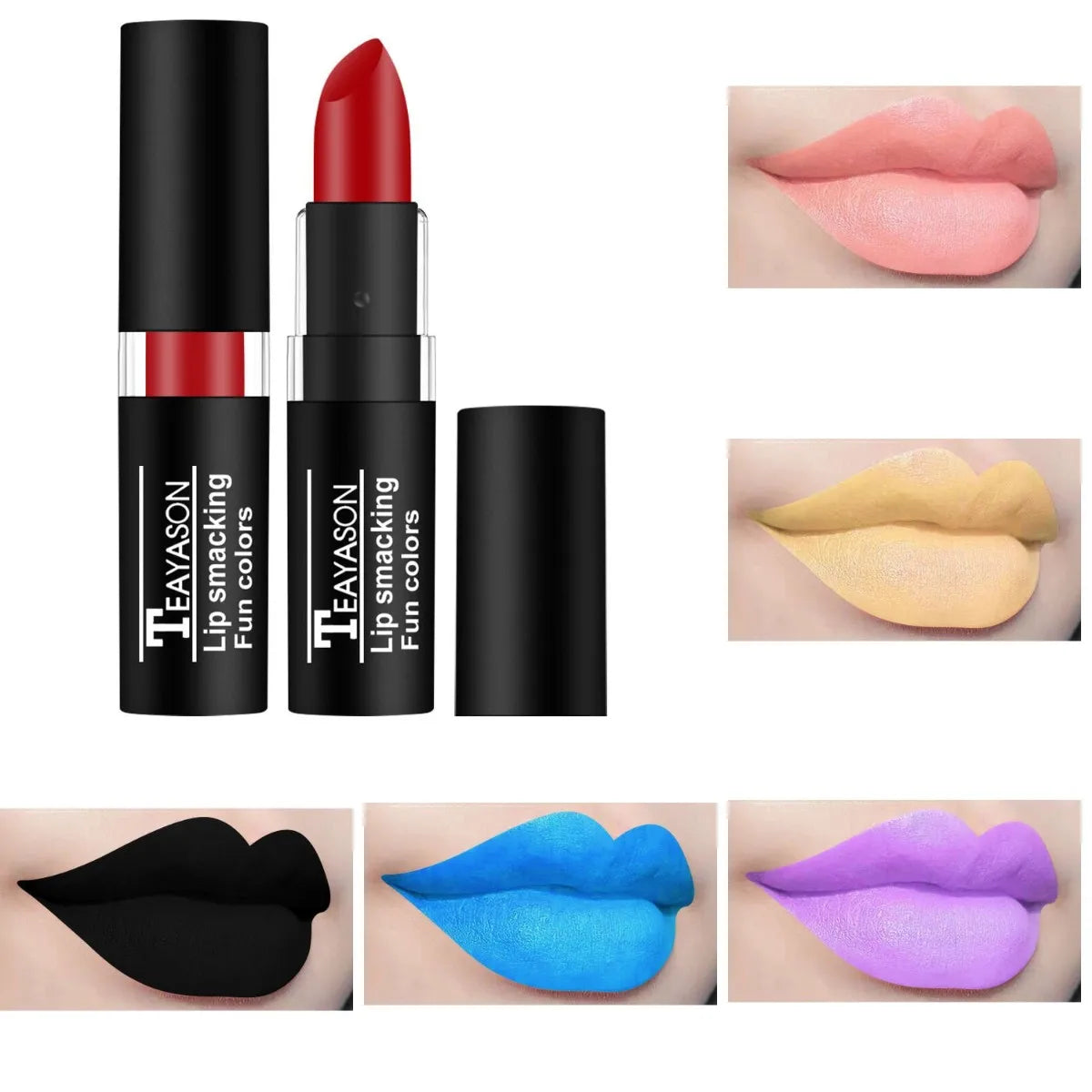 1Pcs Long Lasting Pigment Nude Purple Black Blue Red Green Lipstick Waterproof Velvet Matte Luxury Lips Makeup Cosmetics
