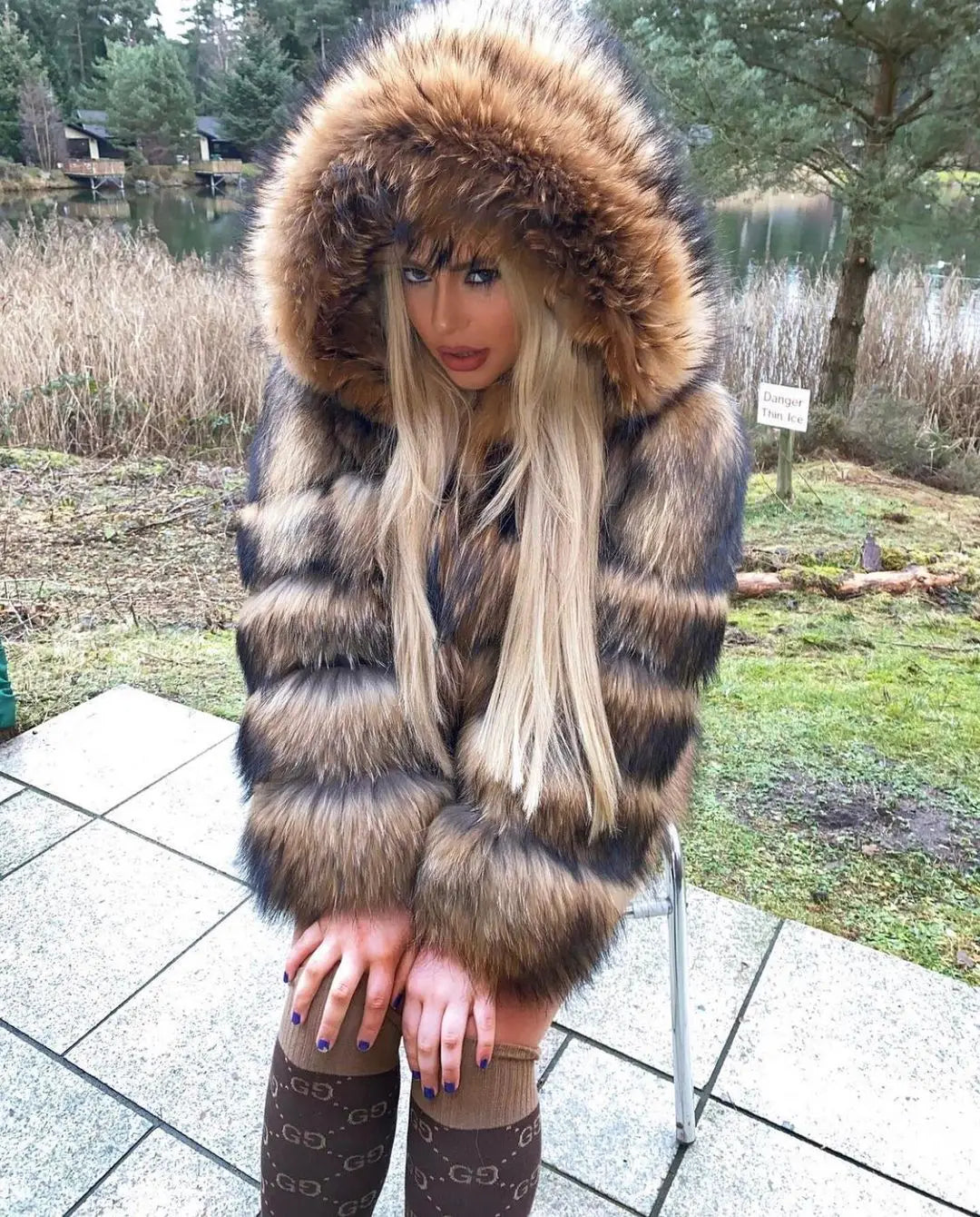 2024 maomaokong Super Hot Winter Women Luxury Thick Real Raccoon Fur Coat Natural Fox Fur Jacket Plus Size Jackets Female Vest