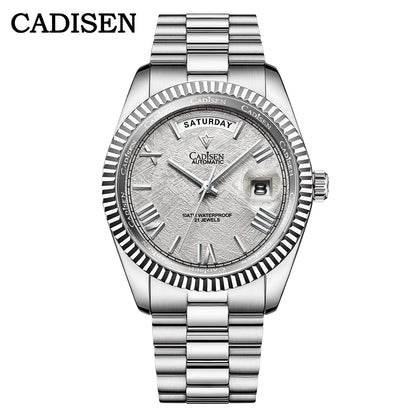 CADISEN Men's Mechanical Watches Luxury Meteorite Dial Automatic Watch For Men Week 100M Japan MIYOTA 8285 Movement Clock Man