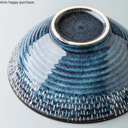 Blue Ceramic Bowl Noodle Bowl Large Soup Bowls Fruit Plate and Salad Bowl Dinner Plate Dessert Bowls Dish Decorative...