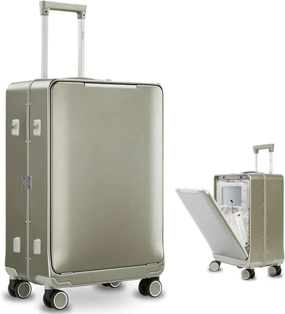 20-inch Front-Opening Grey PC Carry-On Suitcase with TSA Lock Lightweight Durable Luggage for Business Travel & Personal...