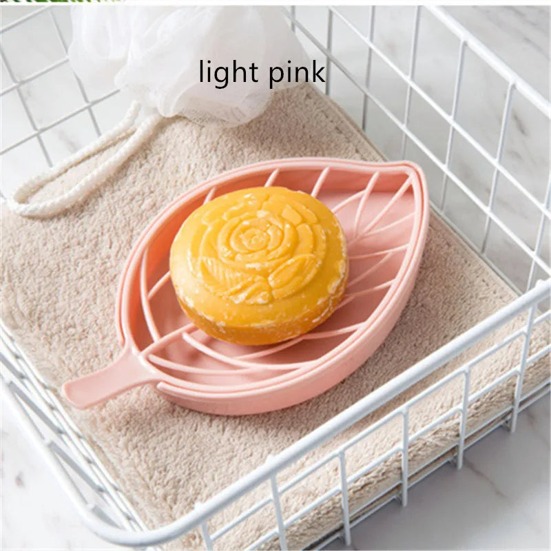 Suction Cup Soap Dish Box For Bathroom Shower Soap Holder with Drain Portable Leaf Shape Toilet Laundry Soap Rack Tray...