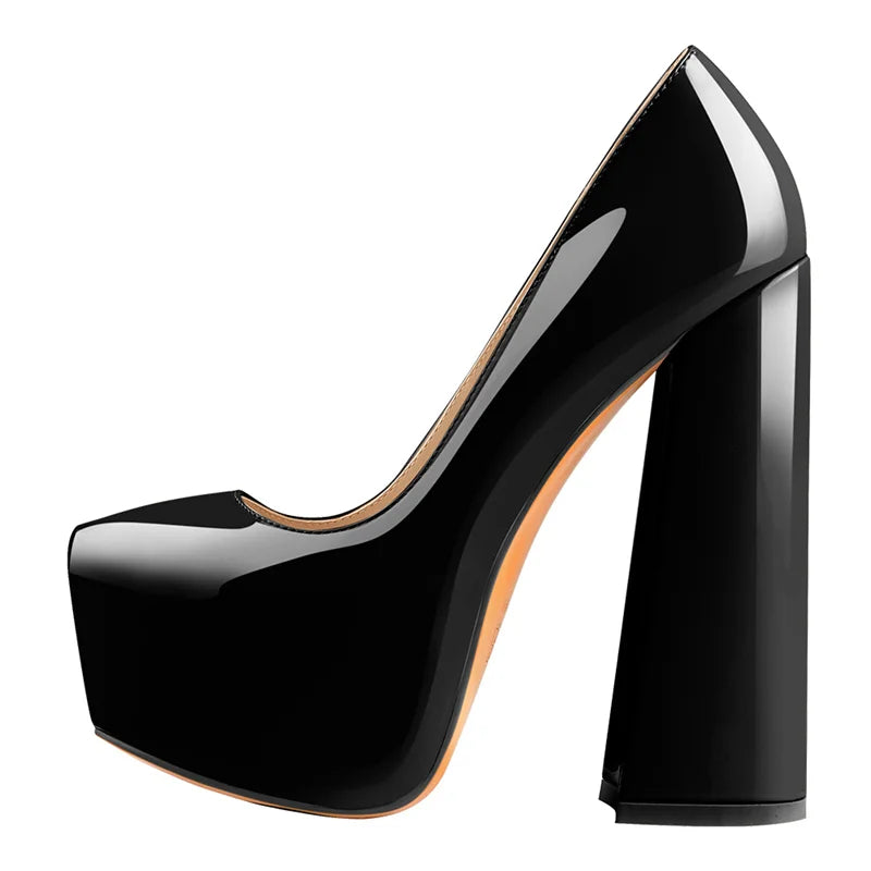 Onlymaker Women Platform Pumps Super Square Chunky High Heels Pointed Toe Slip On for Wedding Party Shoes Plus Size Shoes